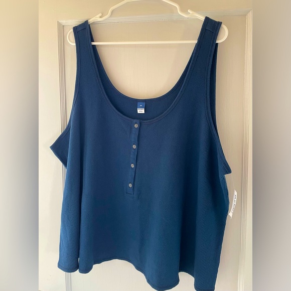 Navy Blue Crop Waffle Tank - Picture 6 of 7